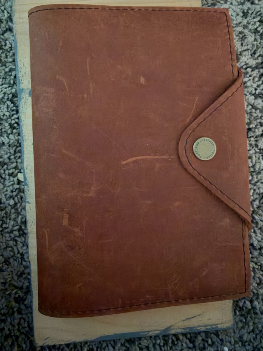Portland Leather Brown Leather Tablet Folio with Snap Closure